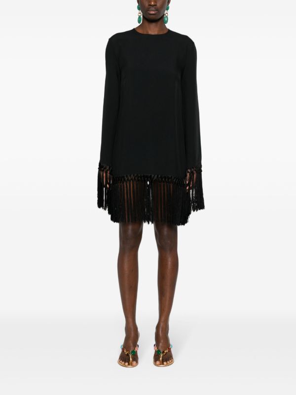 Browns Taller Marmo Black Claudia Fringed Mini Dress | Browns Cocktail & Party Dresses