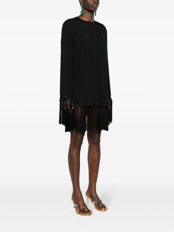 Browns Taller Marmo Black Claudia Fringed Mini Dress | Browns Cocktail & Party Dresses
