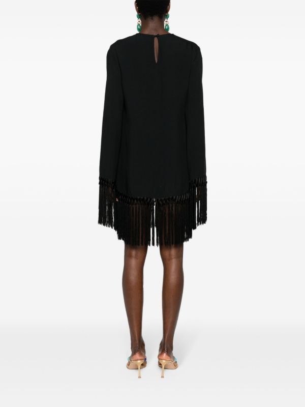 Browns Taller Marmo Black Claudia Fringed Mini Dress | Browns Cocktail & Party Dresses