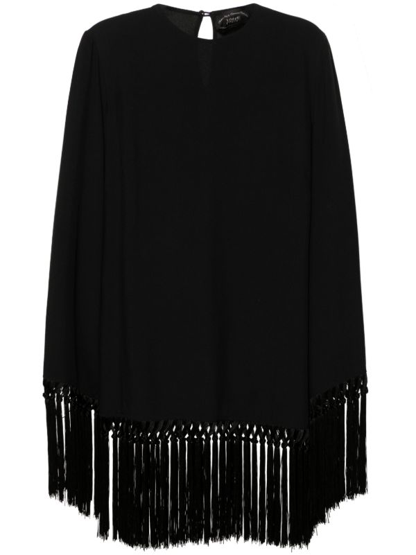 browns Taller Marmo Black Claudia Fringed Mini Dress | Browns Cocktail & Party Dresses