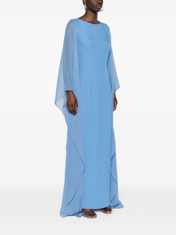 Browns Taller Marmo Blue Draped-Sleeve Gown | Browns Evening Dresses