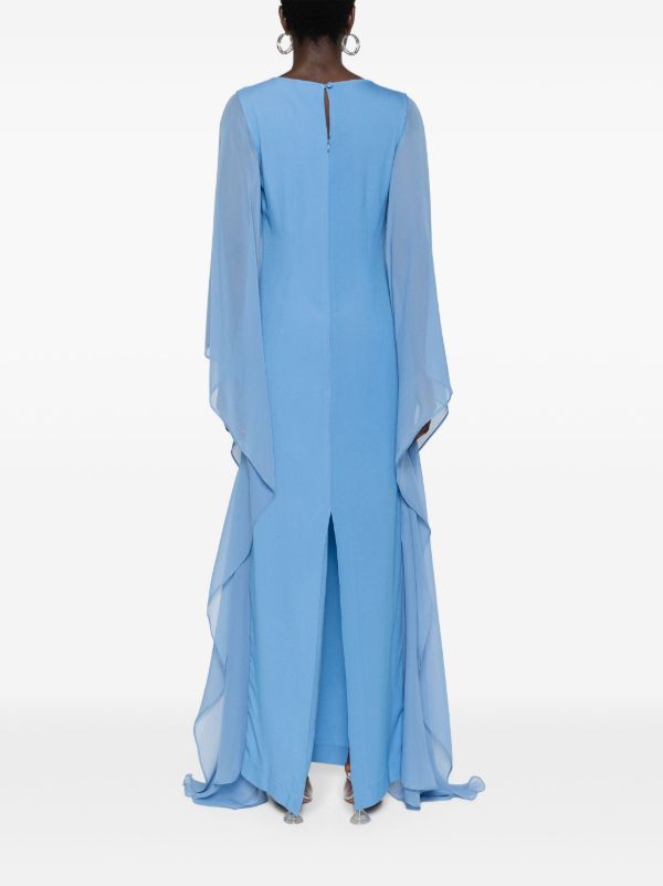 Browns Taller Marmo Blue Draped-Sleeve Gown | Browns Evening Dresses