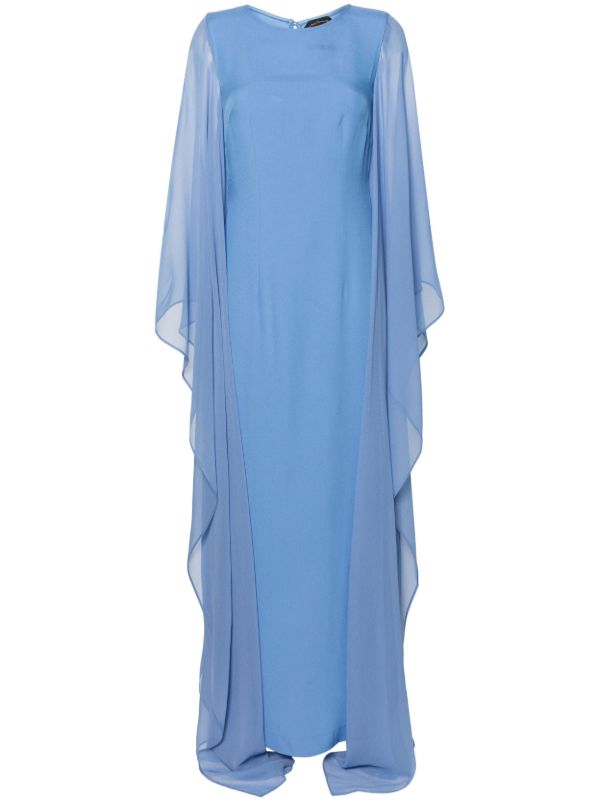 browns Taller Marmo Blue Draped-Sleeve Gown | Browns Evening Dresses