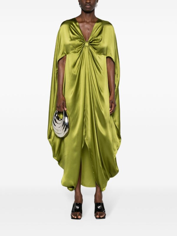 Browns Taller Marmo Green Azores Silk-Satin Dress | Browns Cocktail & Party Dresses