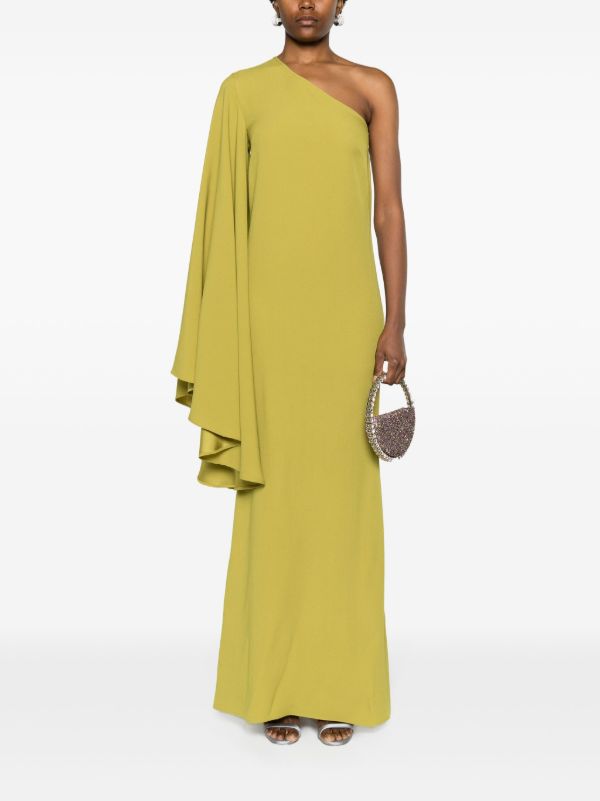 Browns Taller Marmo Green Sifnos One-Shoulder Gown | Browns Cocktail & Party Dresses