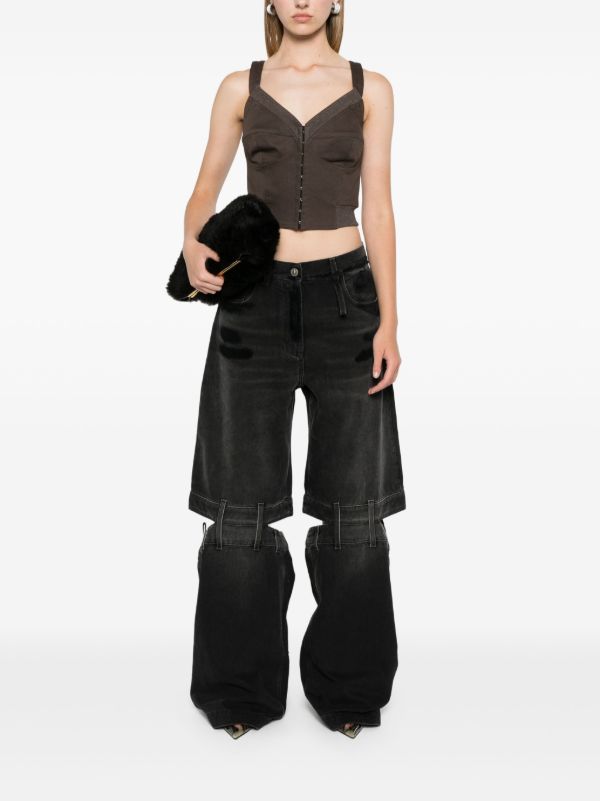Browns The Attico Black Ashton Cut-Out Wide Jeans | Browns Wide-Leg Jeans