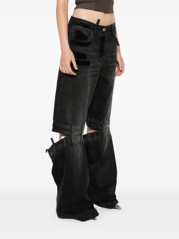 Browns The Attico Black Ashton Cut-Out Wide Jeans | Browns Wide-Leg Jeans
