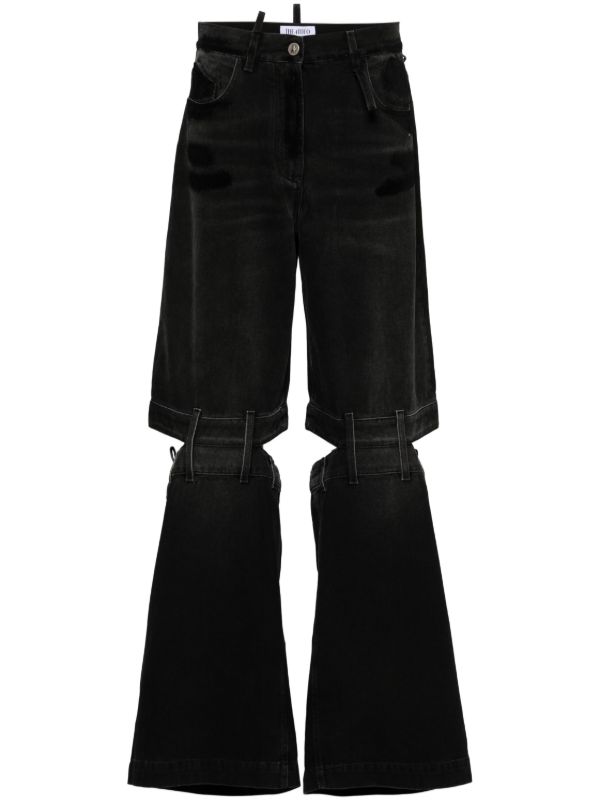 browns The Attico Black Ashton Cut-Out Wide Jeans | Browns Wide-Leg Jeans
