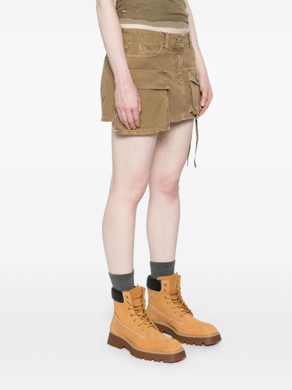 Browns The Attico Green Cotton Cargo Mini Skirt | Browns Fitted Skirts