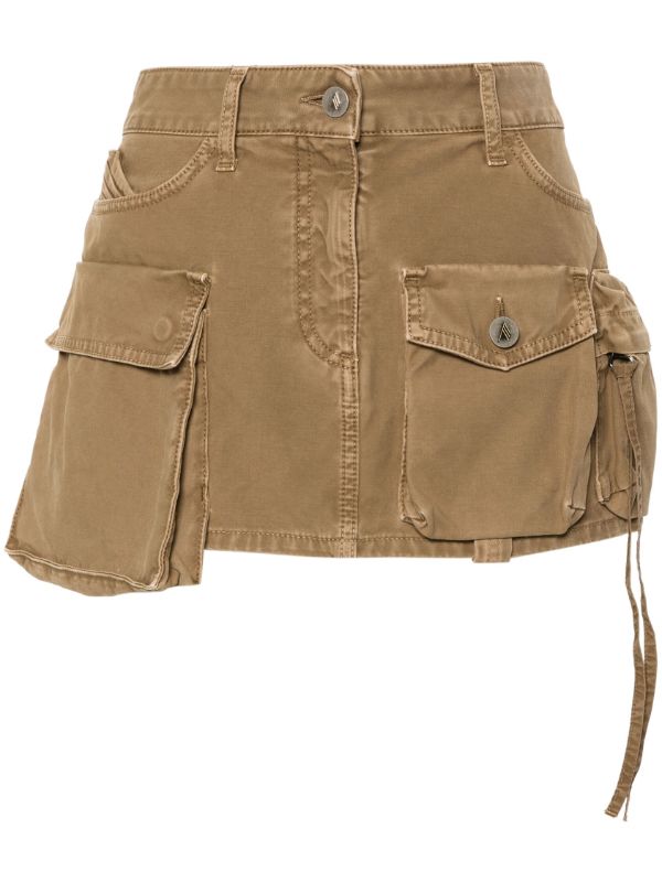 browns The Attico Green Cotton Cargo Mini Skirt | Browns Fitted Skirts