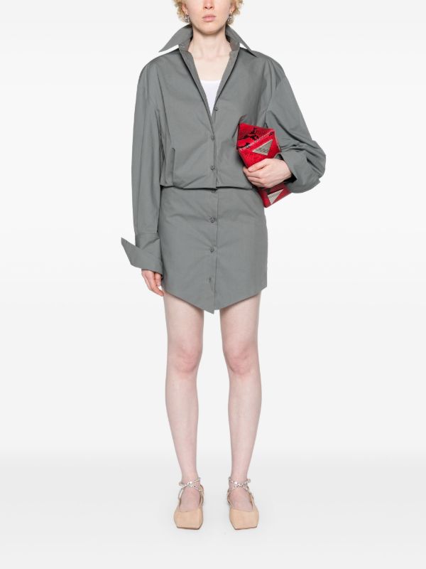 Browns The Attico Grey Layered Cotton Shirt Dress | Browns Day Dresses