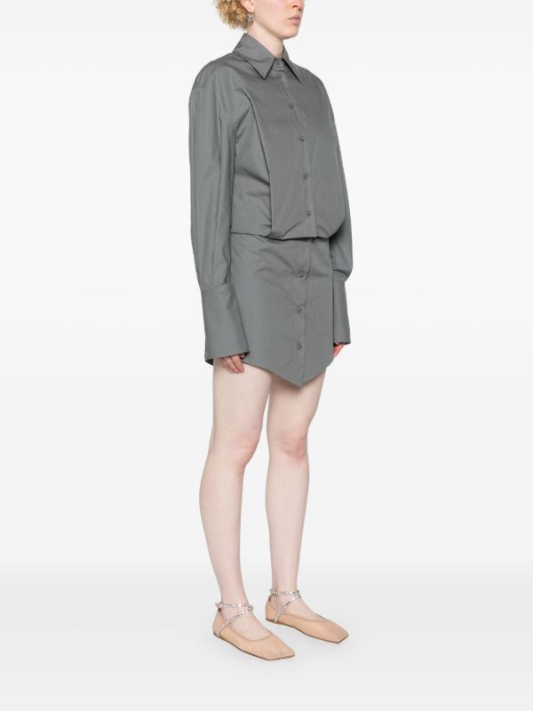 Browns The Attico Grey Layered Cotton Shirt Dress | Browns Day Dresses