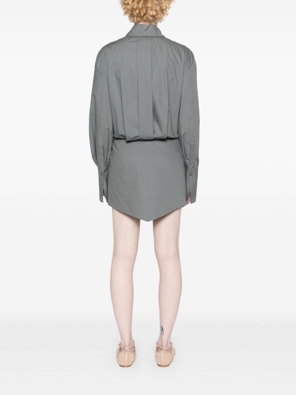 Browns The Attico Grey Layered Cotton Shirt Dress | Browns Day Dresses