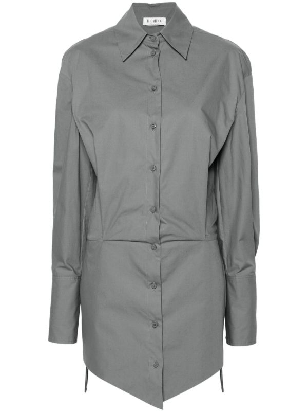 browns The Attico Grey Layered Cotton Shirt Dress | Browns Day Dresses