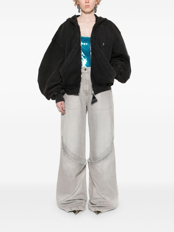 Browns The Attico Grey Mid-rise Wide-leg Jeans | Browns Wide-Leg Jeans