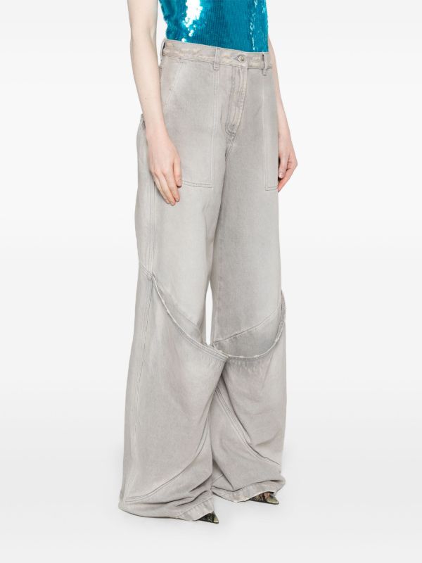 Browns The Attico Grey Mid-rise Wide-leg Jeans | Browns Wide-Leg Jeans
