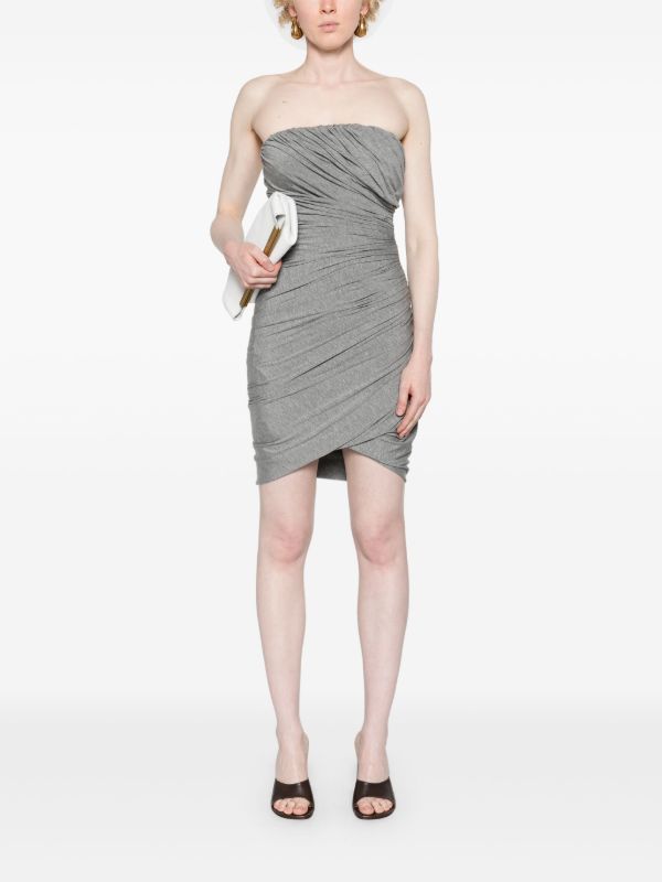 Browns The Attico Grey Ruched Jersey Mini Dress | Browns Cocktail & Party Dresses