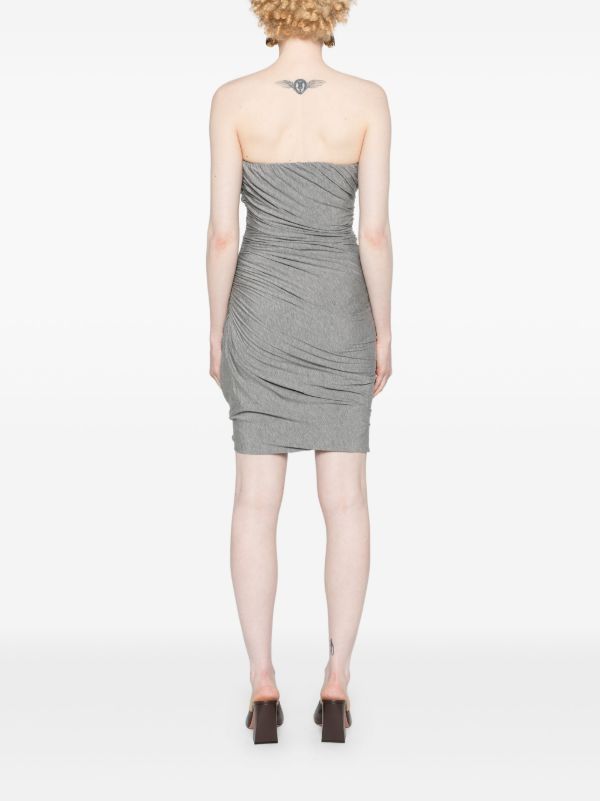 Browns The Attico Grey Ruched Jersey Mini Dress | Browns Cocktail & Party Dresses