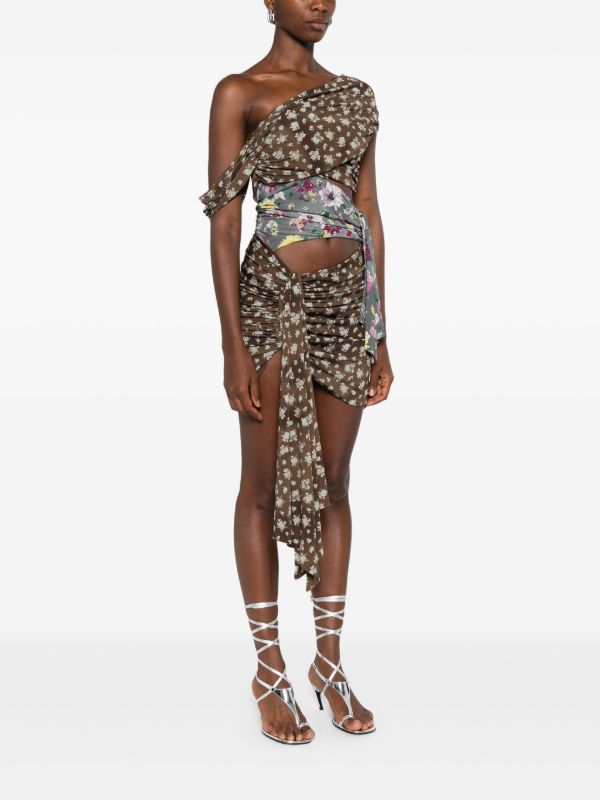 Browns The Attico One-shoulder Patchwork Mini Dress | Browns Cocktail & Party Dresses