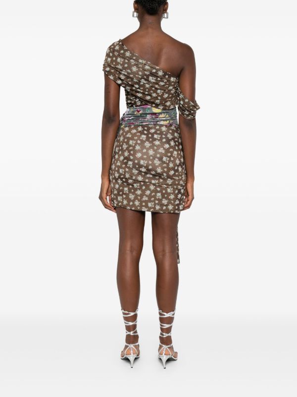 Browns The Attico One-shoulder Patchwork Mini Dress | Browns Cocktail & Party Dresses