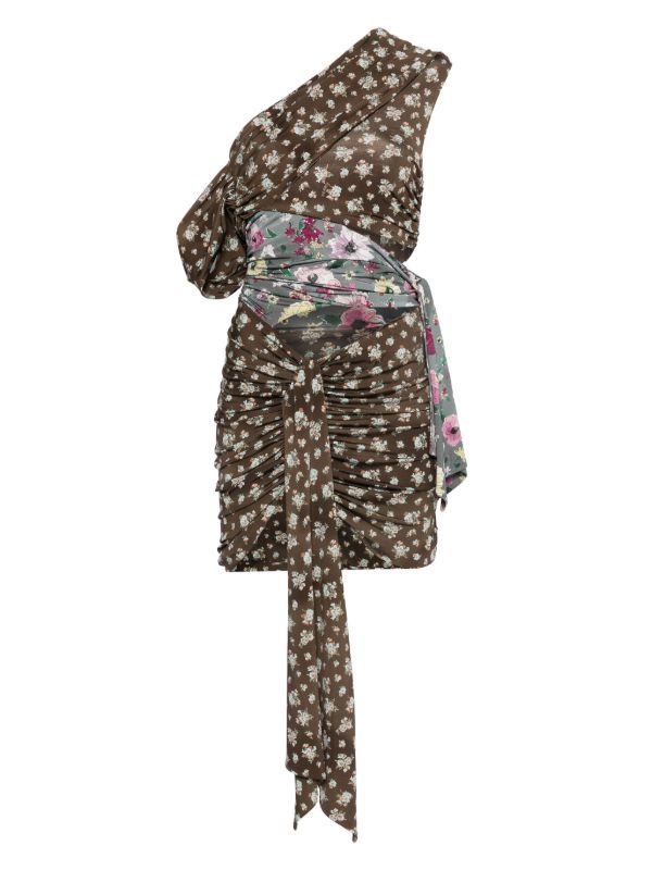 browns The Attico one-shoulder patchwork mini dress | Browns Cocktail & Party Dresses