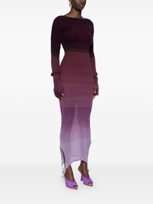 Browns The Attico Purple Gradient-Effect Knitted Convertible Dress | Browns Sweater Dresses