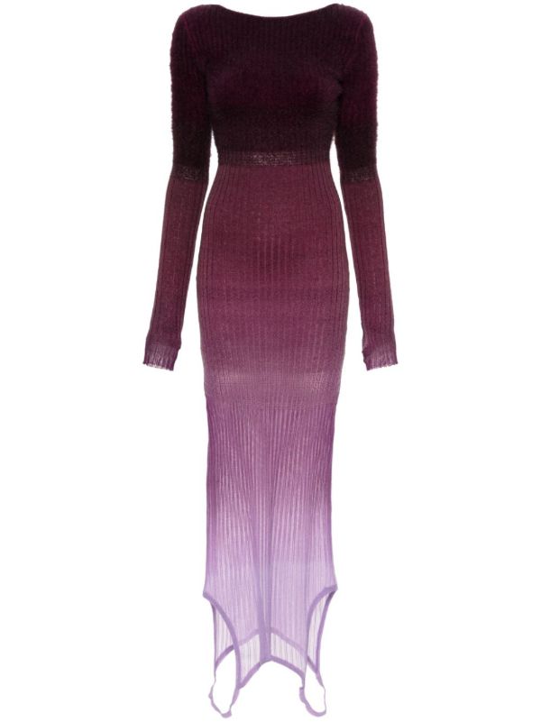 browns The Attico Purple Gradient-Effect Knitted Convertible Dress | Browns Sweater Dresses