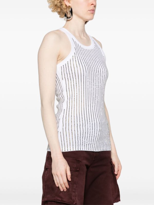Browns The Attico White Crystal Cotton Tank Top | Browns Vests & Tank Tops
