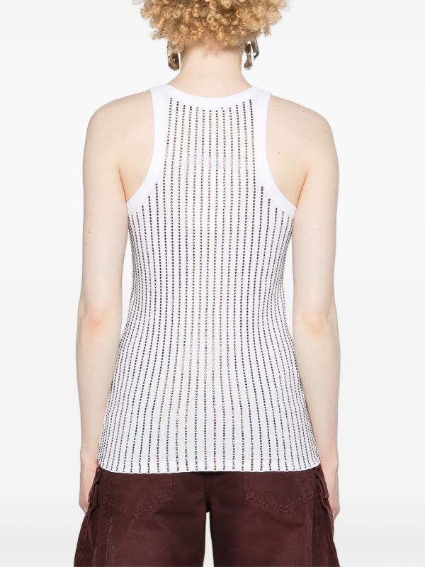 Browns The Attico White Crystal Cotton Tank Top | Browns Vests & Tank Tops