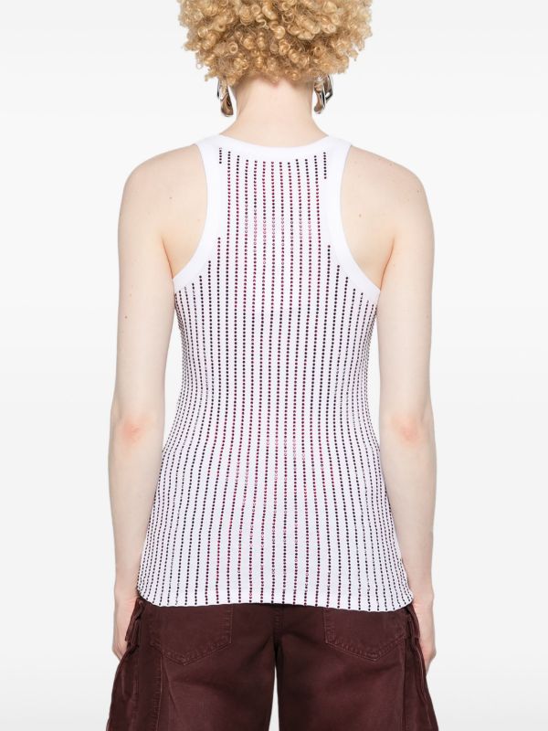 Browns The Attico White Crystal Cotton Tank Top | Browns Vests & Tank Tops