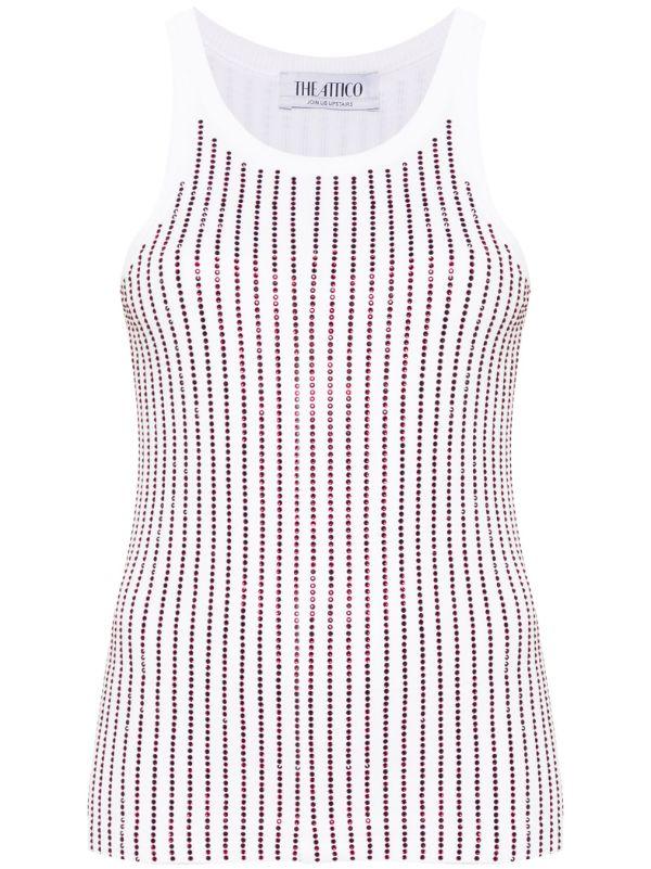 browns The Attico white crystal cotton tank top | Browns Vests & Tank Tops