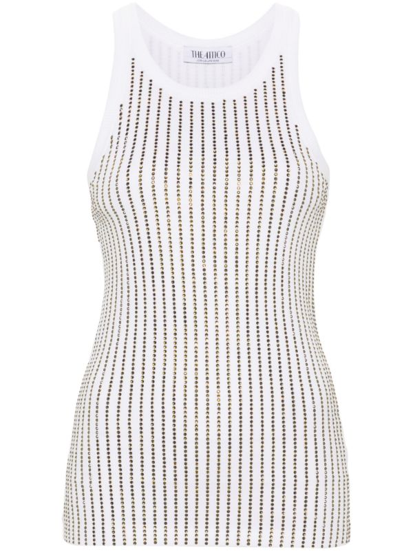 browns The Attico white crystal cotton tank top | Browns Vests & Tank Tops