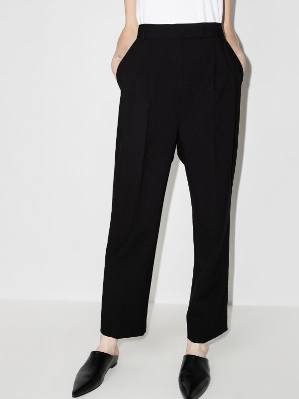 Browns The Frankie Shop Black Bea Straight-leg Trousers | Browns Suit Trousers