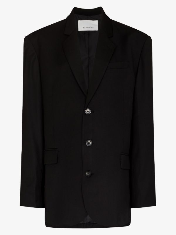 browns The Frankie Shop black Gelso oversized blazer | Browns Suit Jackets