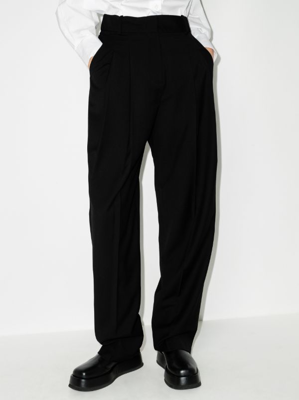 Browns The Frankie Shop Black Gelso Straight-leg Trousers | Browns Suit Trousers