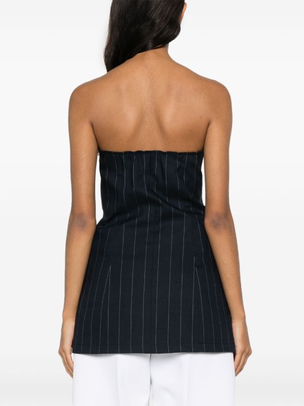 Browns The Frankie Shop Blue Pinstripe Strapless Top | Browns Blouses
