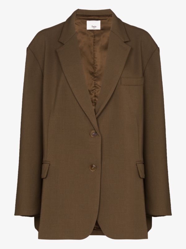 browns The Frankie Shop brown Bea oversized blazer | Browns Suit Jackets