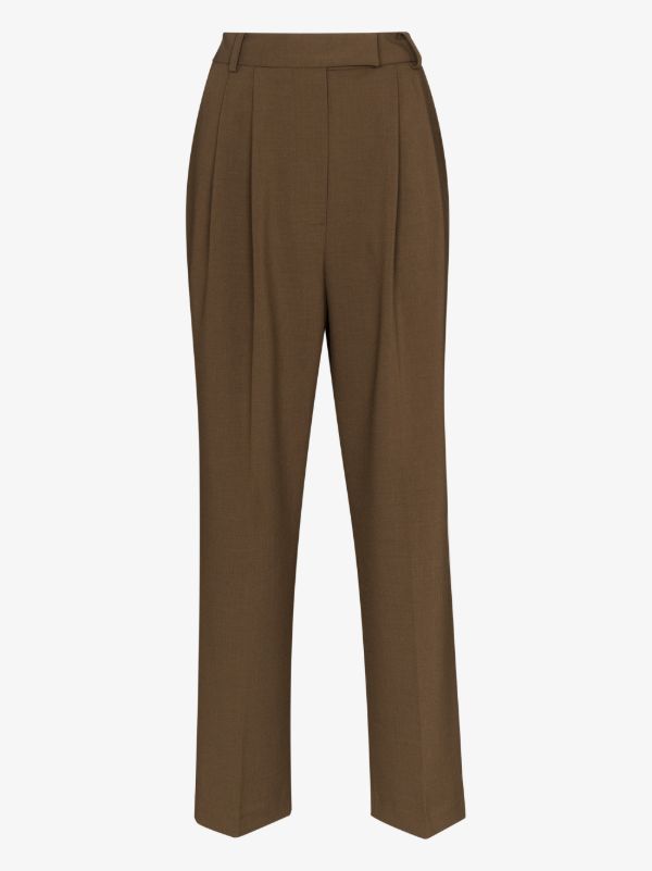 browns The Frankie Shop brown Bea straight-leg trousers | Browns Suit Trousers