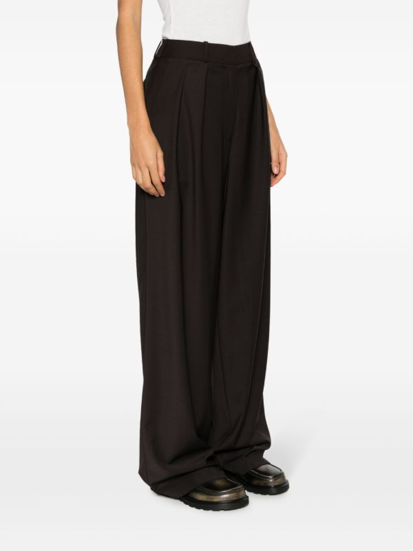 Browns The Frankie Shop Brown Ripley Pleated Trousers | Browns Wide-Leg Pants