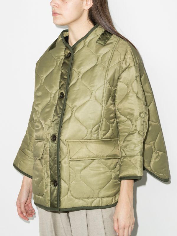 Browns The Frankie Shop Green Teddy Quilted Jacket | Browns Oversized Jackets