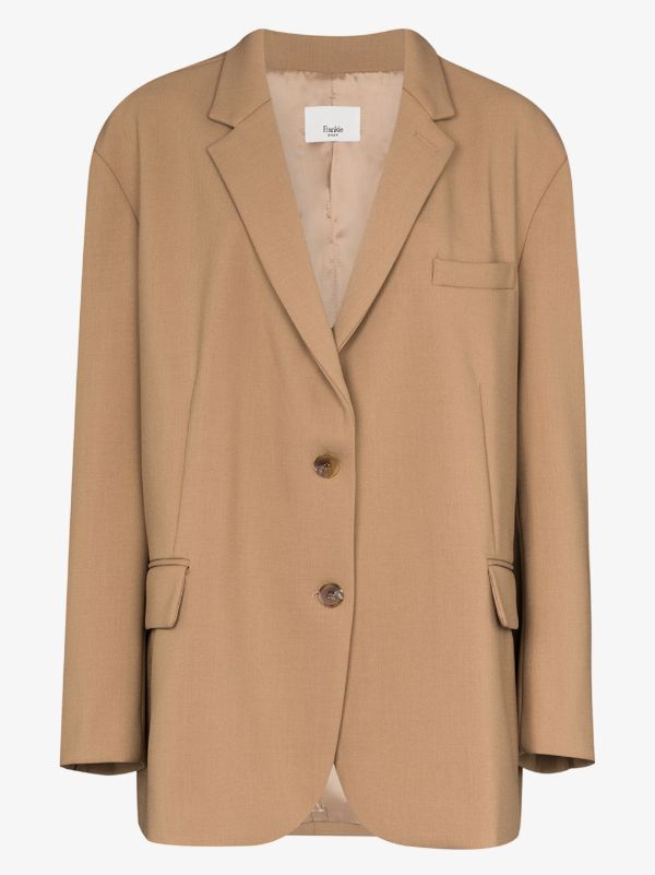 browns The Frankie Shop neutral Bea oversized blazer | Browns Suit Jackets