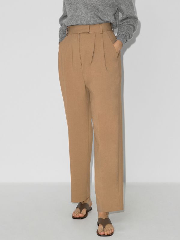 Browns The Frankie Shop Neutral Bea Straight-leg Trousers | Browns Suit Trousers