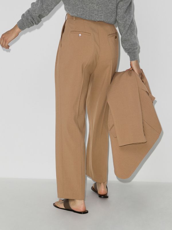 Browns The Frankie Shop Neutral Bea Straight-leg Trousers | Browns Suit Trousers