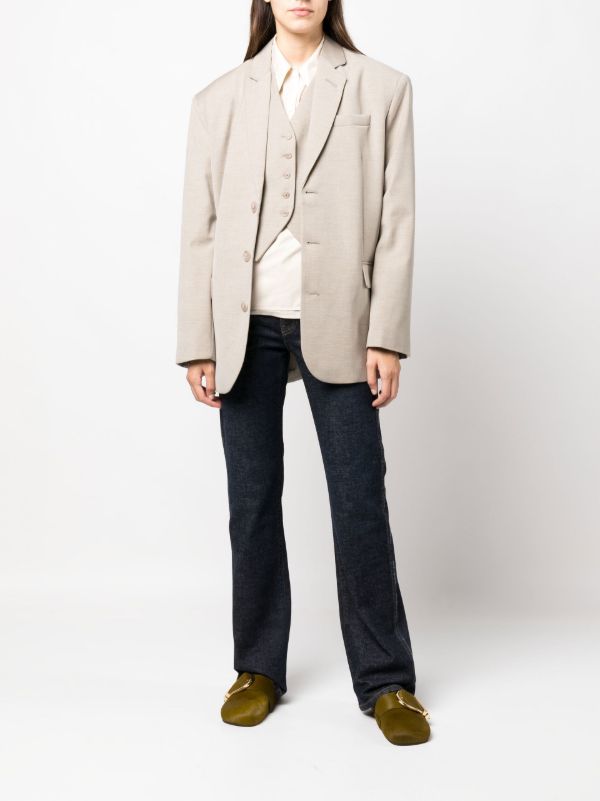 Browns The Frankie Shop Neutral Gelso Oversized Blazer | Browns Suit Jackets