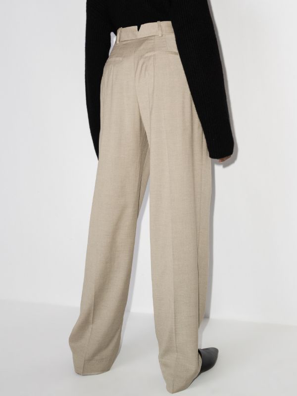 Browns The Frankie Shop Neutral Gelso Straight-leg Trousers | Browns Suit Trousers