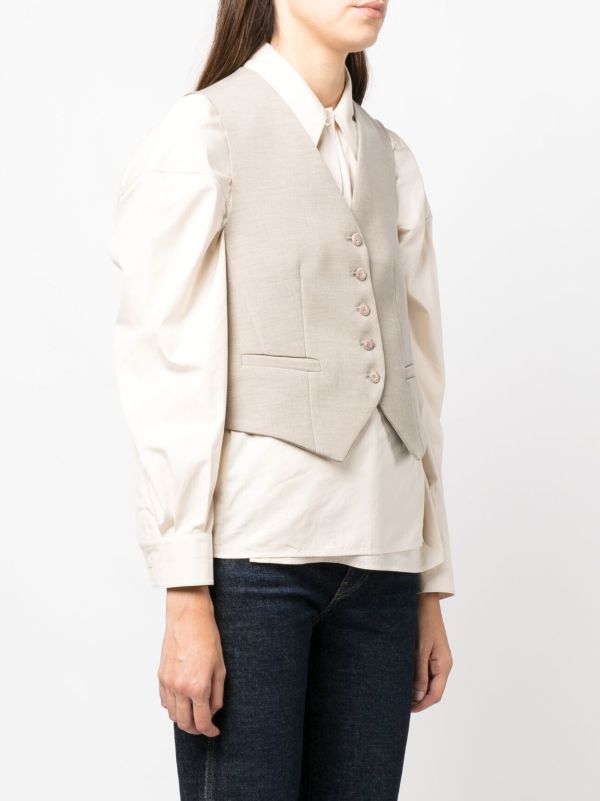 Browns The Frankie Shop Neutral Gelso Waistcoat | Browns Suit Jackets