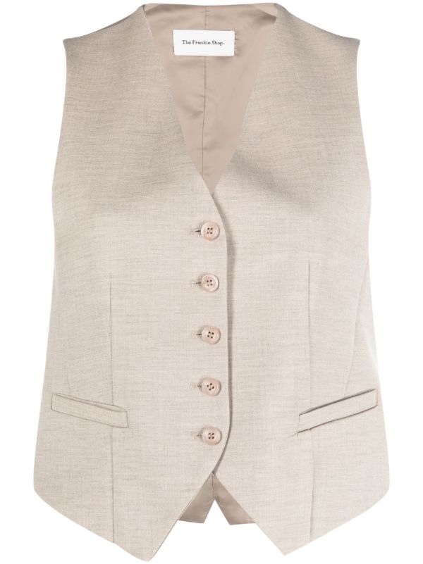 browns The Frankie Shop neutral Gelso waistcoat | Browns Suit Jackets