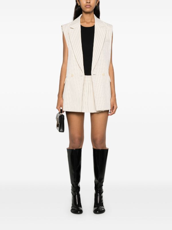 Browns The Frankie Shop Neutral Pinstripe Twill Waistcoat | Browns Waistcoats & Gilets