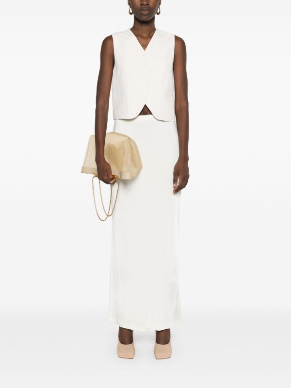 Browns The Frankie Shop White Twill V-neck Waistcoat | Browns Waistcoats & Gilets