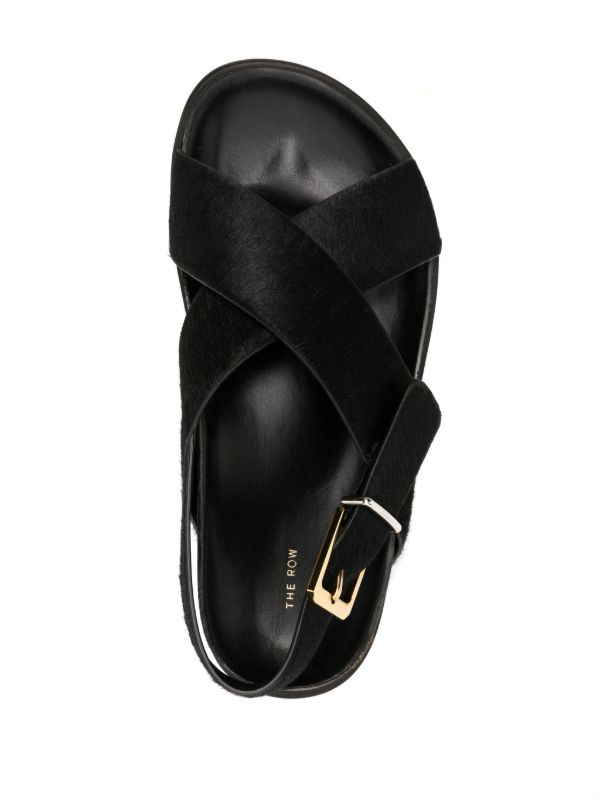 Browns The Row Black Buckle Leather Sandals | Browns Sandals